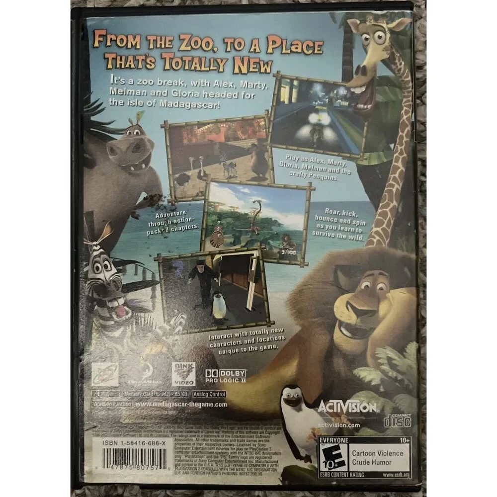 Madagascar (Sony PlayStation 2, 2005) Complete Disc Box & Manual